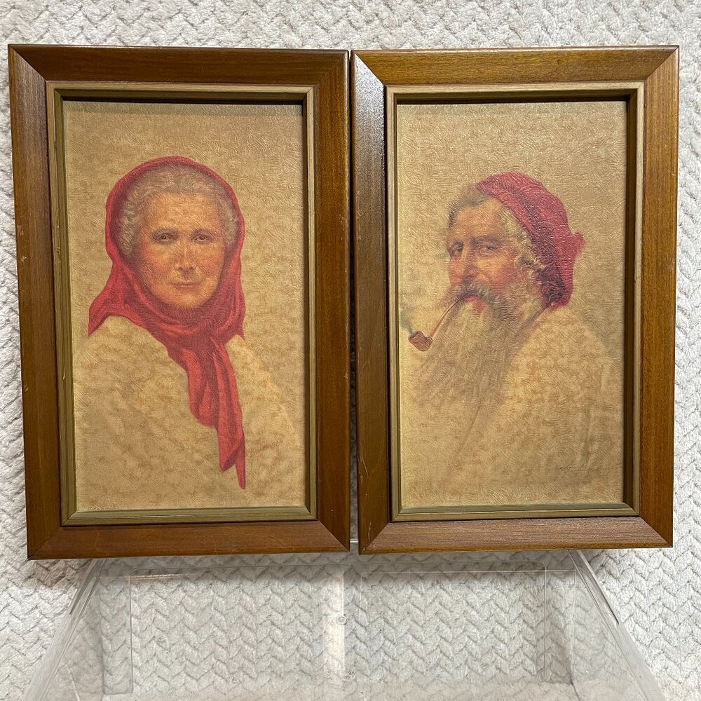 Vintage M &‎ B Inc NY Old Man & Woman of Capri Mr & Mrs Claus The Contented Man